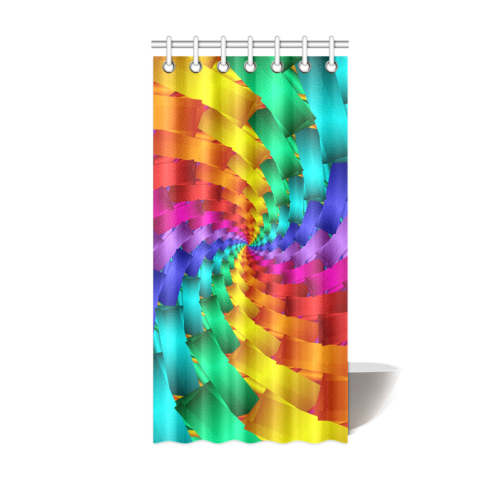 Psychedelic Rainbow Spiral Shower Curtain 36"x72"