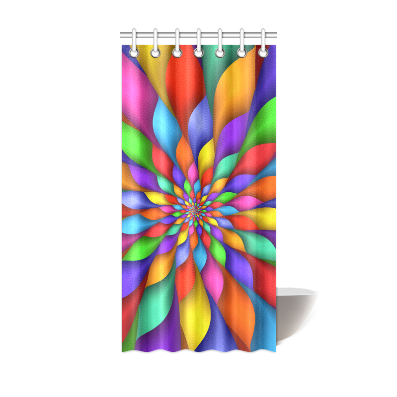 Psychedelic Rainbow Spiral Shower Curtain 36"x72"