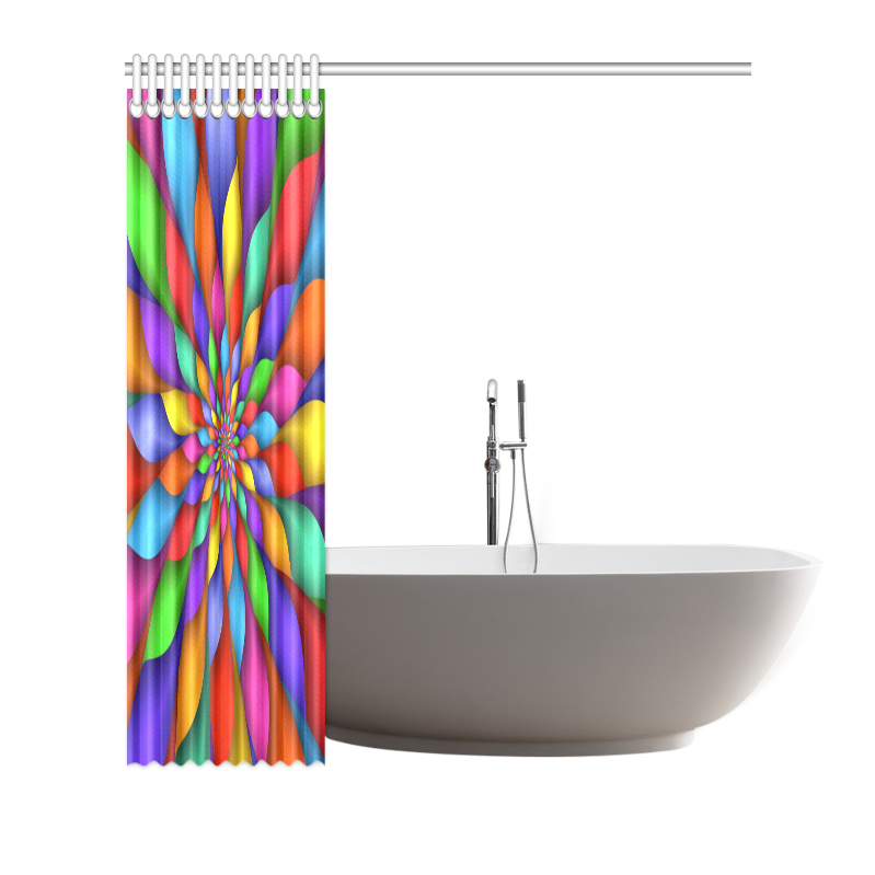 Psychedelic Rainbow Spiral Shower Curtain 66"x72"