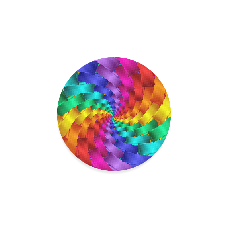 Psychedelic Rainbow Spiral Round Coaster