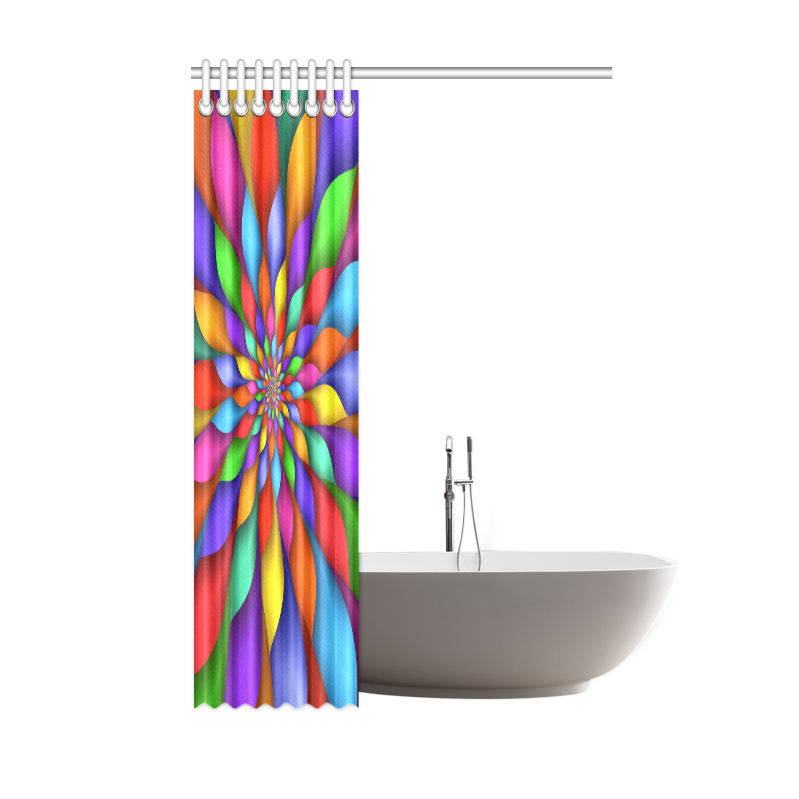 Psychedelic Rainbow Spiral Shower Curtain 48"x72"