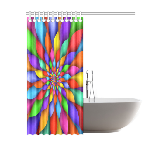 Psychedelic Rainbow Spiral Shower Curtain 60"x72"
