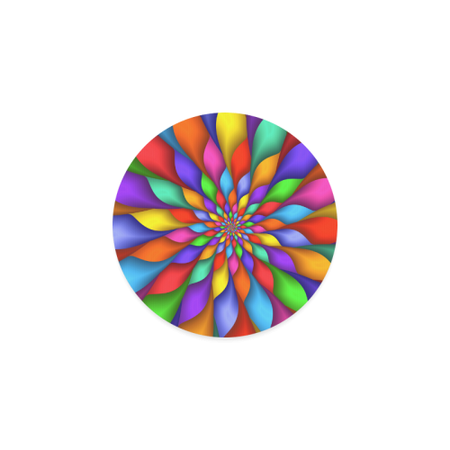 Psychedelic Rainbow Spiral Round Coaster