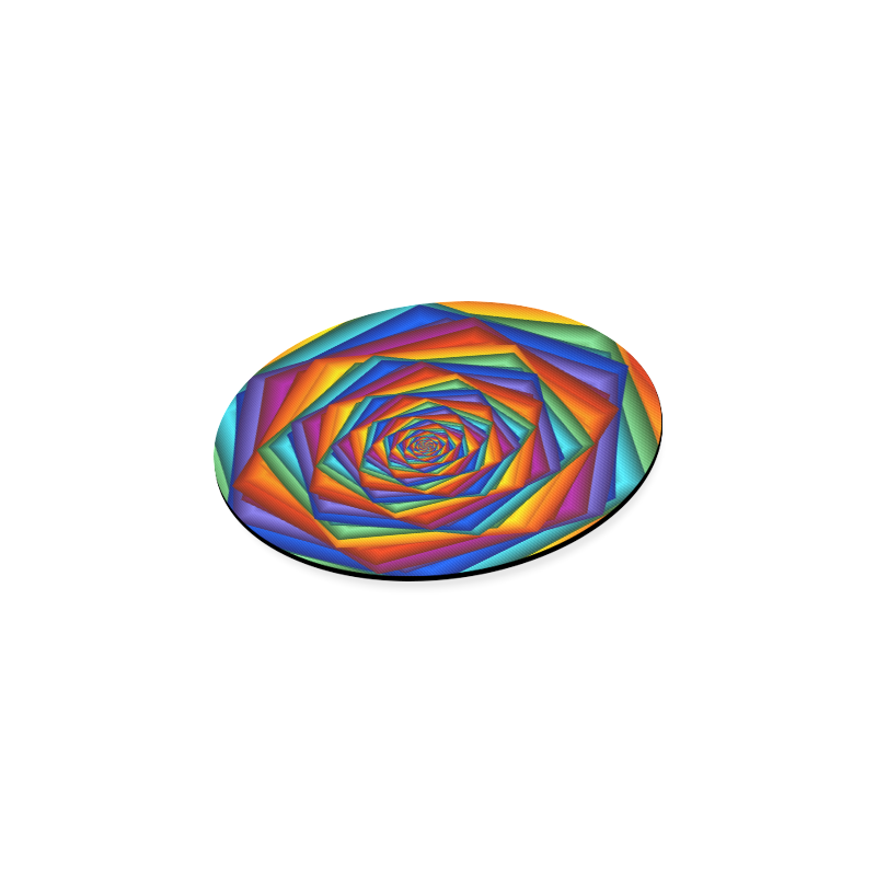 Psychedelic Rainbow Spiral Round Coaster