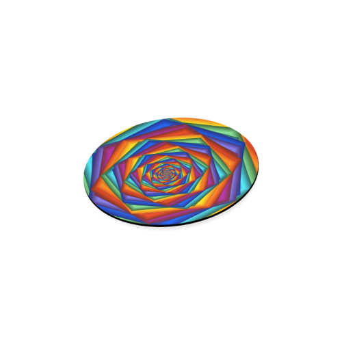 Psychedelic Rainbow Spiral Round Coaster