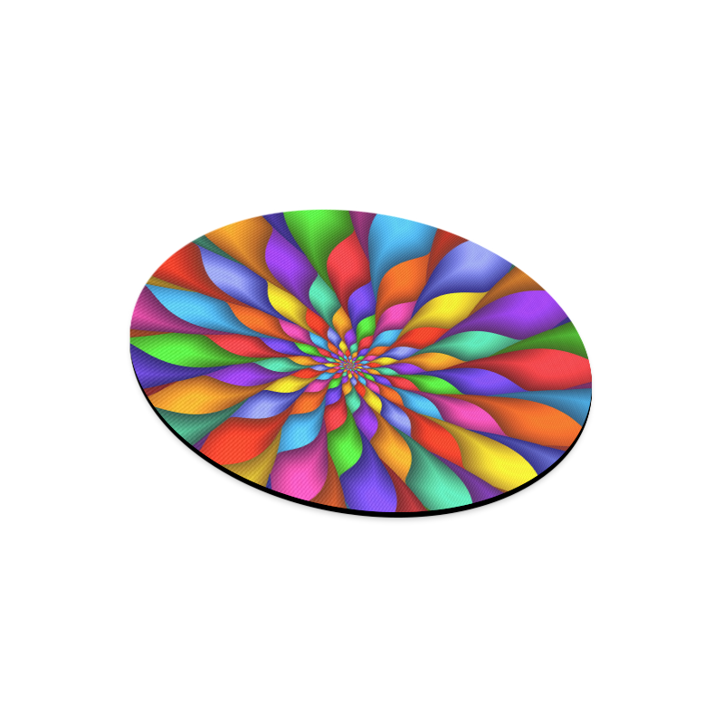 Psychedelic Rainbow Spiral Round Mousepad