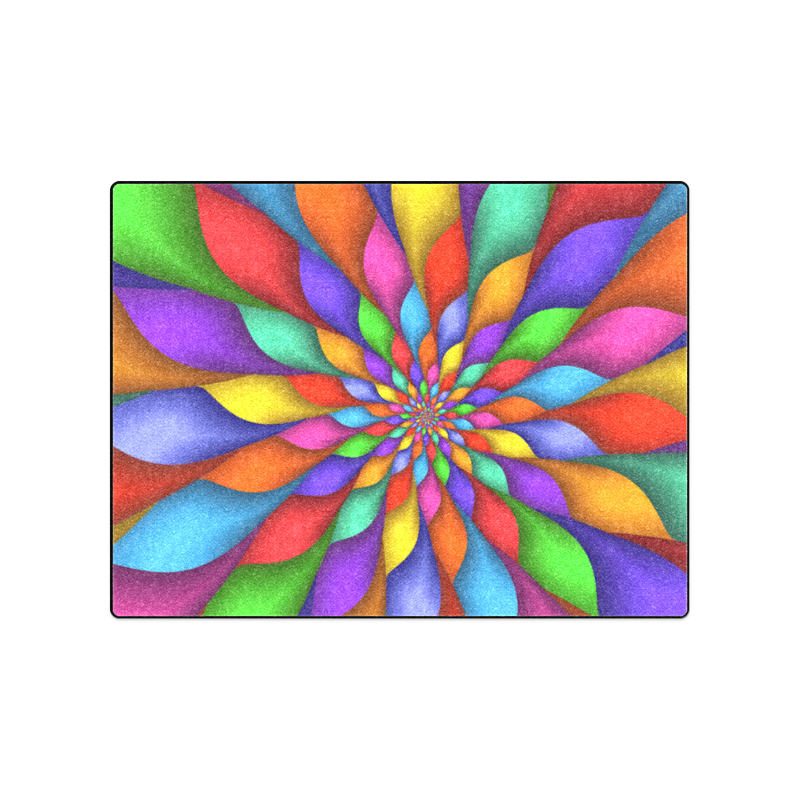 Psychedelic Rainbow Spiral Blanket 50"x60"