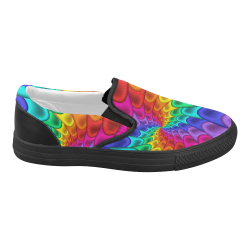 Psychedelic Rainbow Spiral Women's Slip-on Canvas Shoes (Model 019)