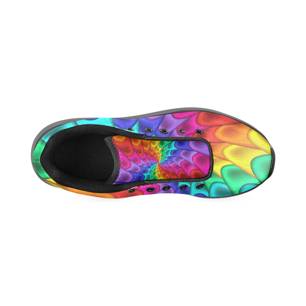 Psychedelic Rainbow Spiral Women’s Running Shoes (Model 020)