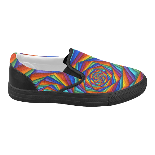 Psychedelic Rainbow Spiral Women's Slip-on Canvas Shoes (Model 019)