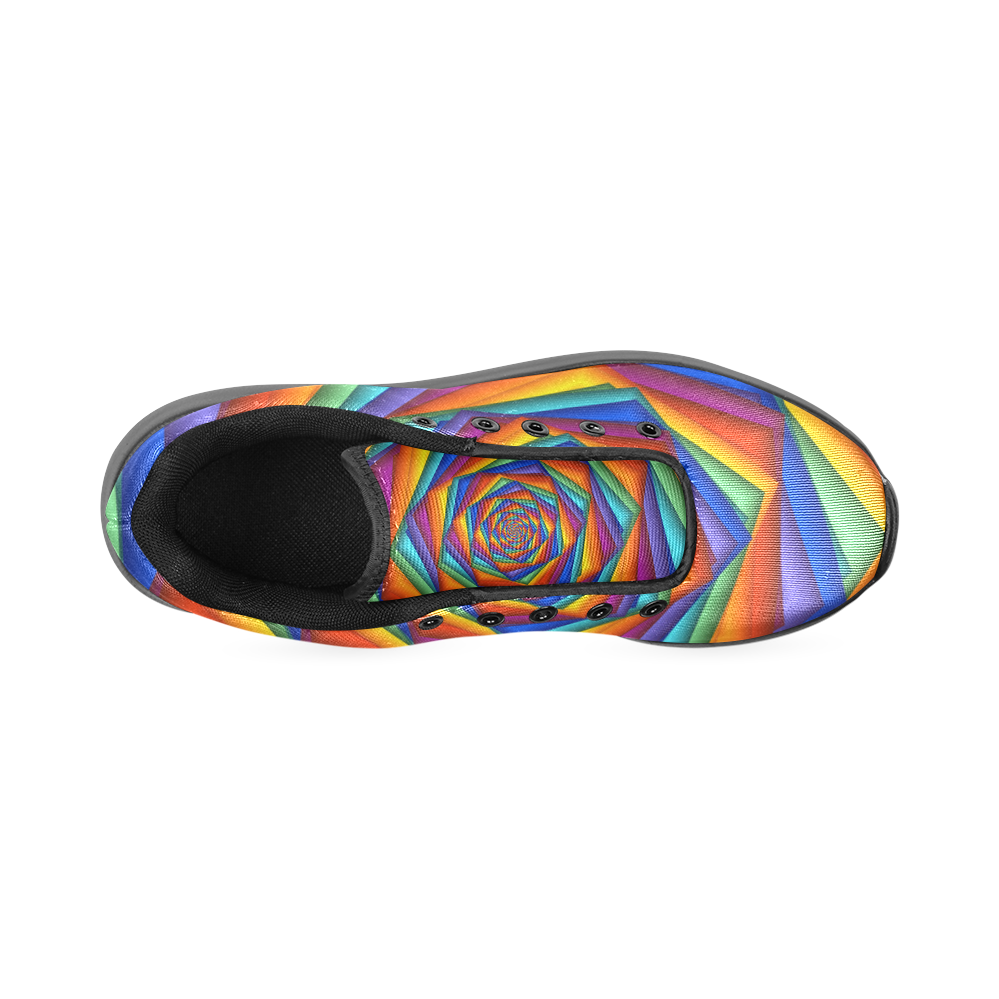 Psychedelic Rainbow Spiral Women’s Running Shoes (Model 020)