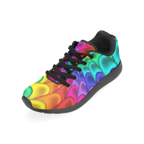 Psychedelic Rainbow Spiral Women’s Running Shoes (Model 020)