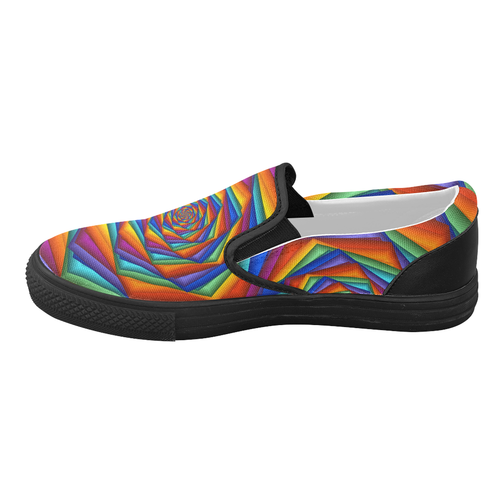 Psychedelic Rainbow Spiral Women's Slip-on Canvas Shoes (Model 019 ...