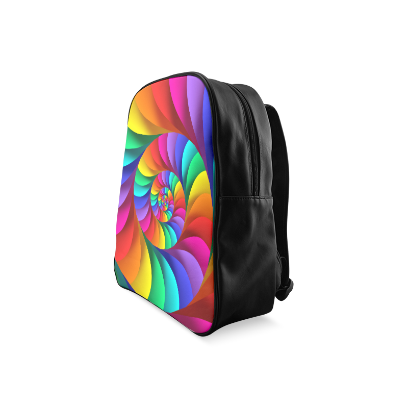 Psychedelic Rainbow Spiral School Backpack/Large (Model 1601)