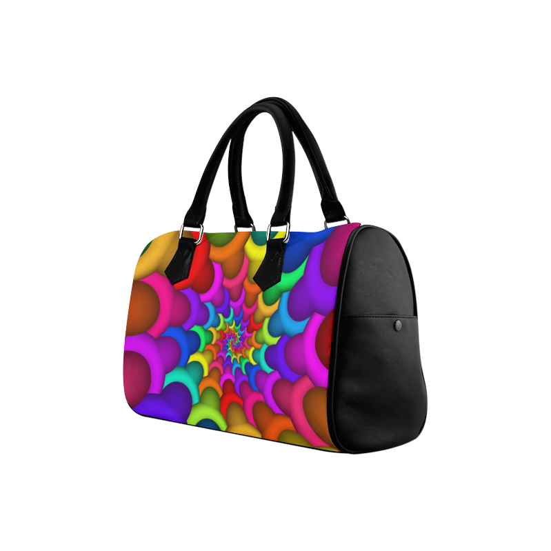 Psychedelic Rainbow Spiral Boston Handbag (Model 1621)