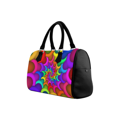 Psychedelic Rainbow Spiral Boston Handbag (Model 1621)