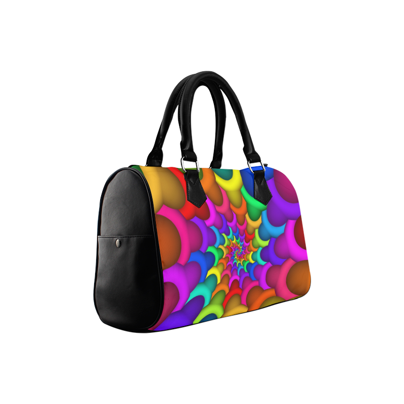 Psychedelic Rainbow Spiral Boston Handbag (Model 1621)