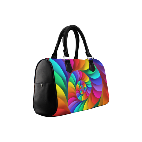 Psychedelic Rainbow Spiral Boston Handbag (Model 1621)