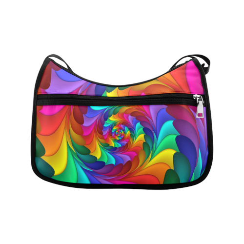 Psychedelic Rainbow Spiral Crossbody Bags (Model 1616)