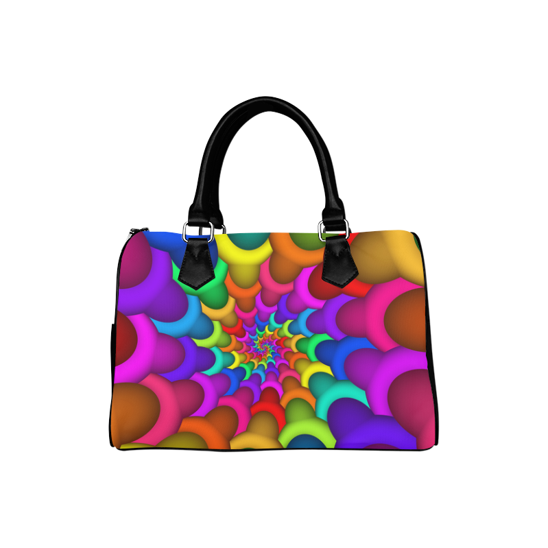 Psychedelic Rainbow Spiral Boston Handbag (Model 1621)