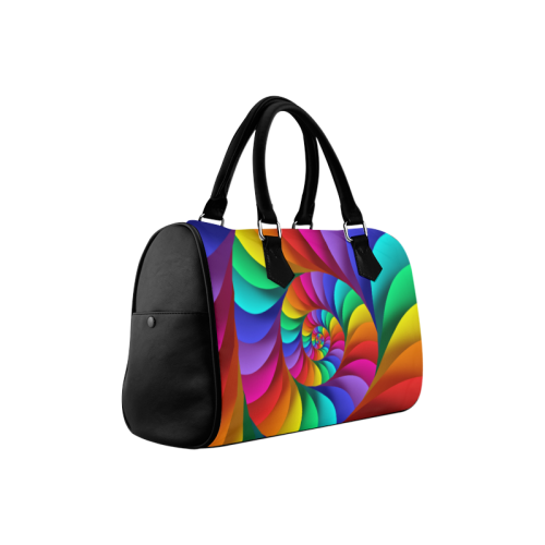 Psychedelic Rainbow Spiral Boston Handbag (Model 1621)