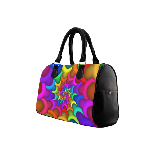 Psychedelic Rainbow Spiral Boston Handbag (Model 1621)