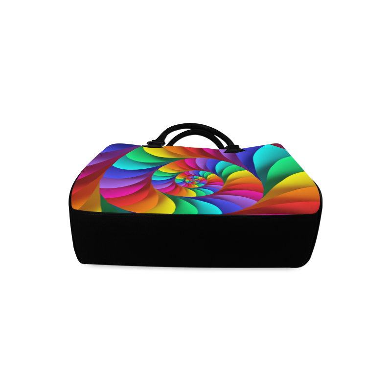 Psychedelic Rainbow Spiral Boston Handbag (Model 1621)