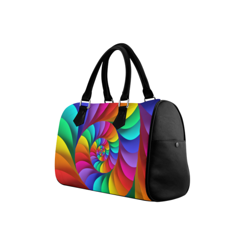 Psychedelic Rainbow Spiral Boston Handbag (Model 1621)