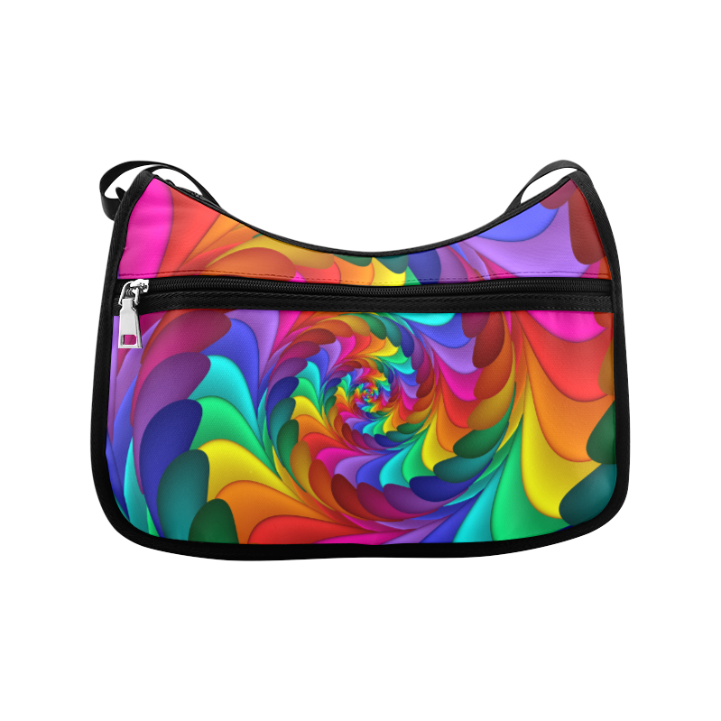 Psychedelic Rainbow Spiral Crossbody Bags (Model 1616)