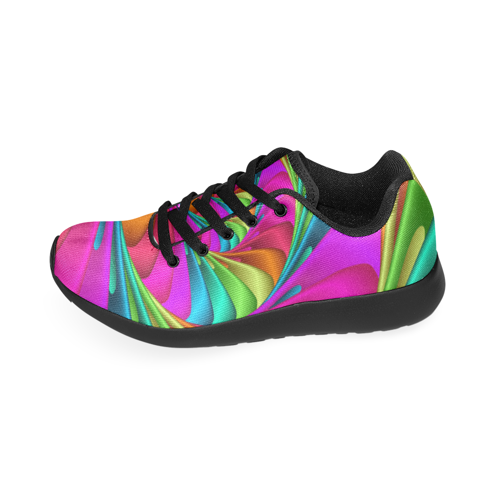 Psychedelic Rainbow Spiral Women’s Running Shoes (Model 020)