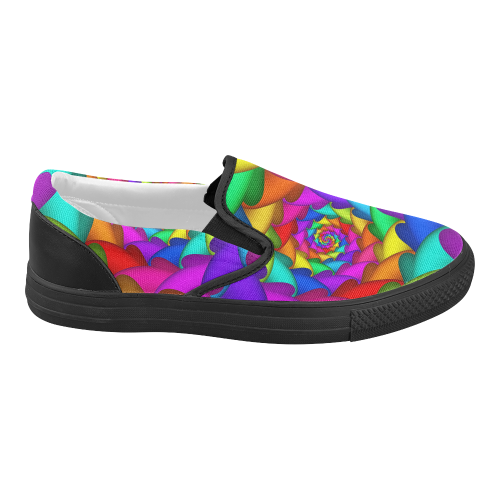 Psychedelic Rainbow Spiral Women's Slip-on Canvas Shoes (Model 019)