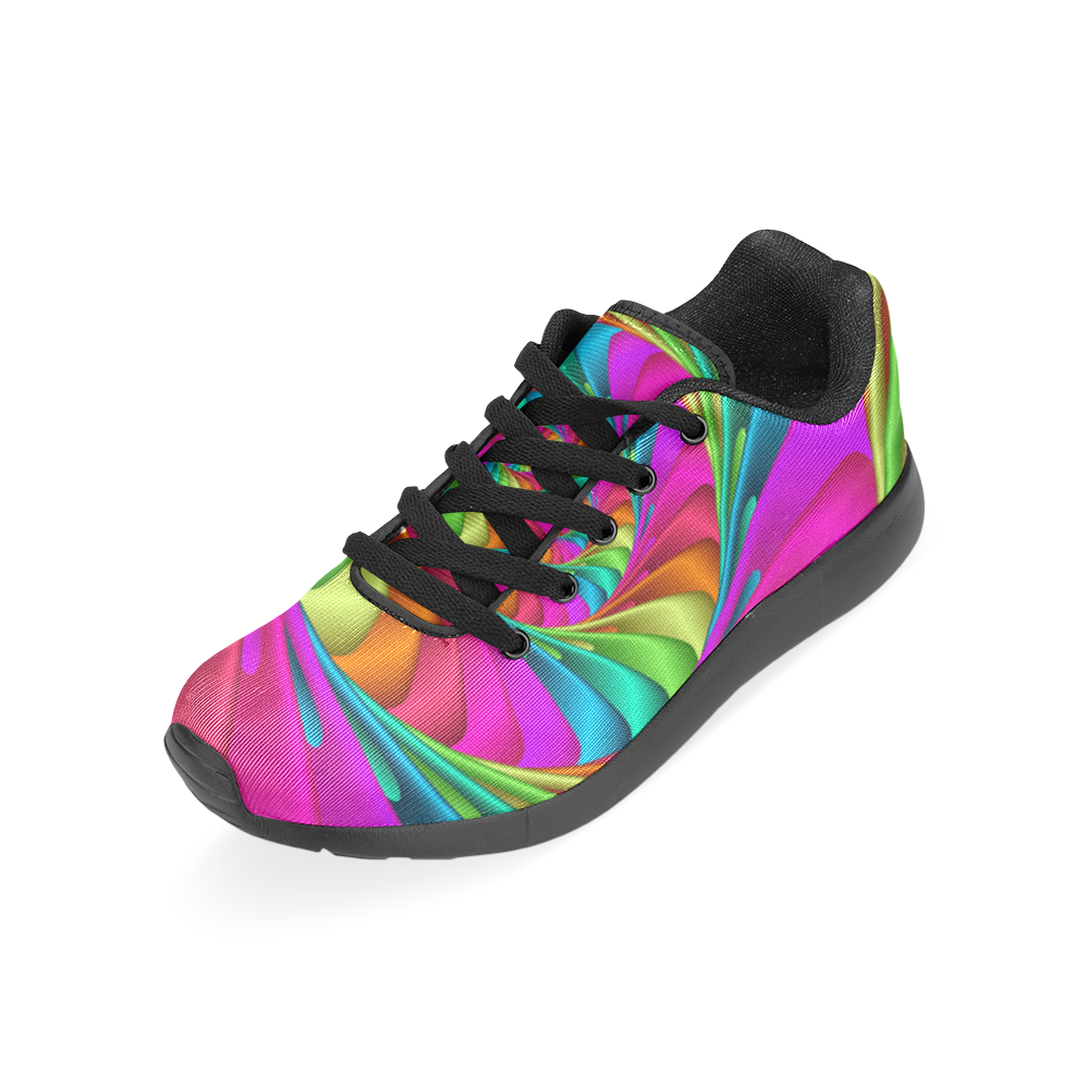 Psychedelic Rainbow Spiral Women’s Running Shoes (Model 020)