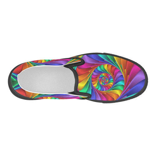 Psychedelic Rainbow Spiral Women's Slip-on Canvas Shoes (Model 019)