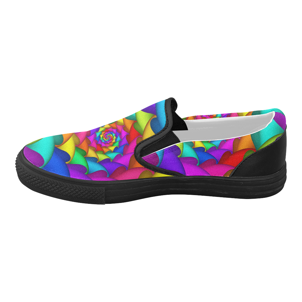 Psychedelic Rainbow Spiral Women's Slip-on Canvas Shoes (Model 019)