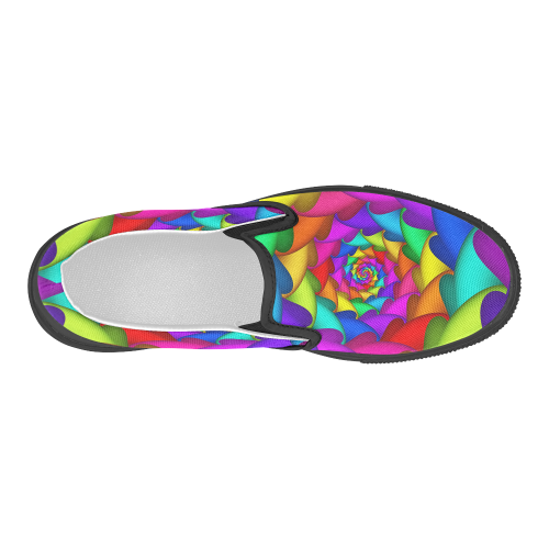 Psychedelic Rainbow Spiral Women's Slip-on Canvas Shoes (Model 019)