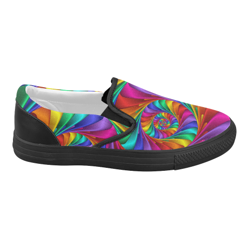 Psychedelic Rainbow Spiral Women's Slip-on Canvas Shoes (Model 019)