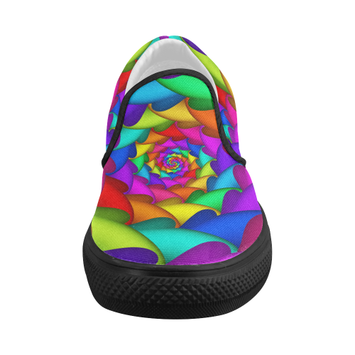 Psychedelic Rainbow Spiral Women's Slip-on Canvas Shoes (Model 019)