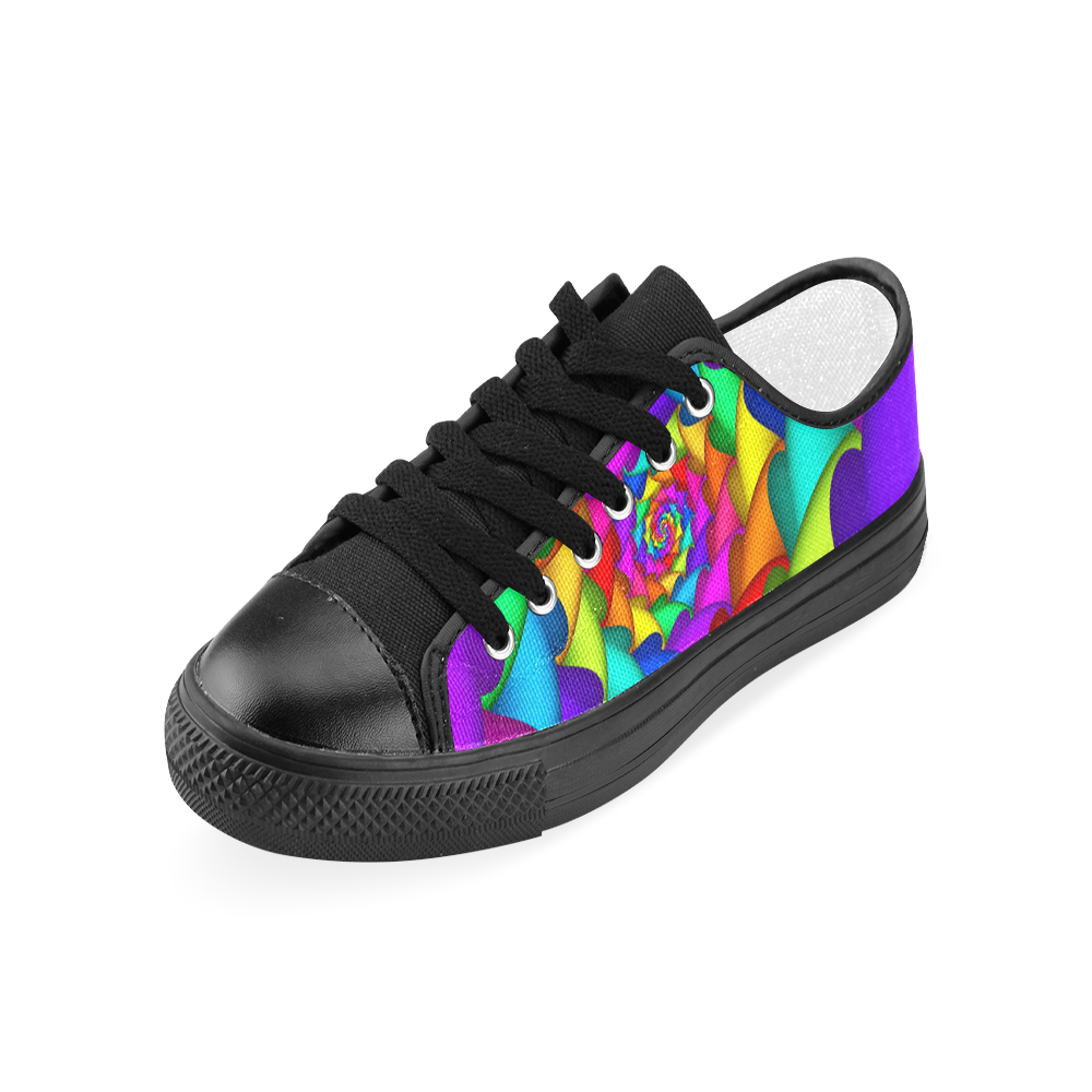 Psychedelic Rainbow Spiral Women's Classic Canvas Shoes (Model 018)