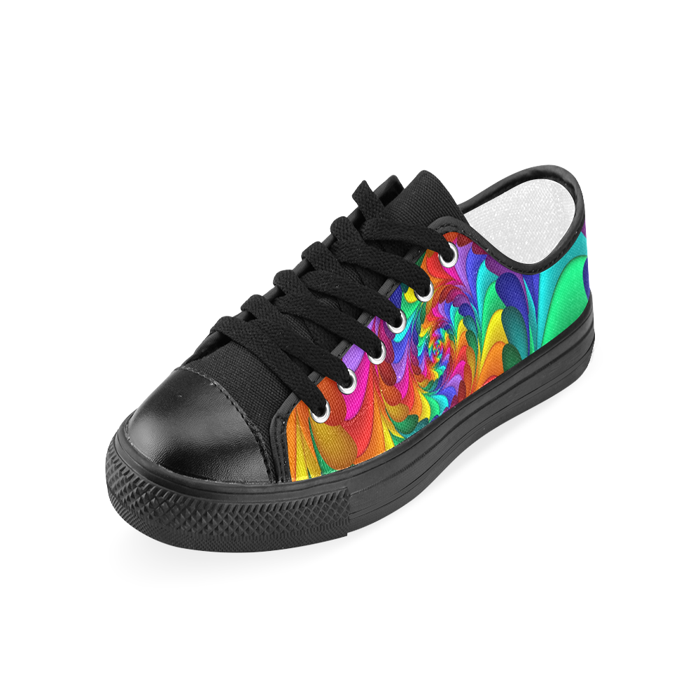 Psychedelic Rainbow Spiral Women's Classic Canvas Shoes (Model 018)