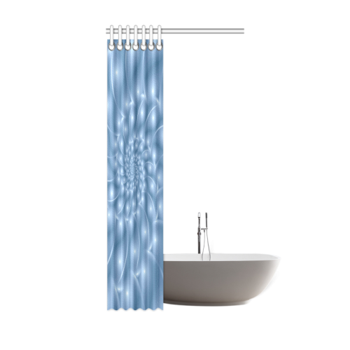 Pastel Blue Glossy Spiral Fractal Shower Curtain 36"x72"