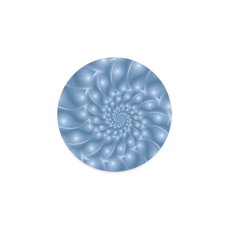 Pastel Blue Glossy Spiral Fractal Round Coaster