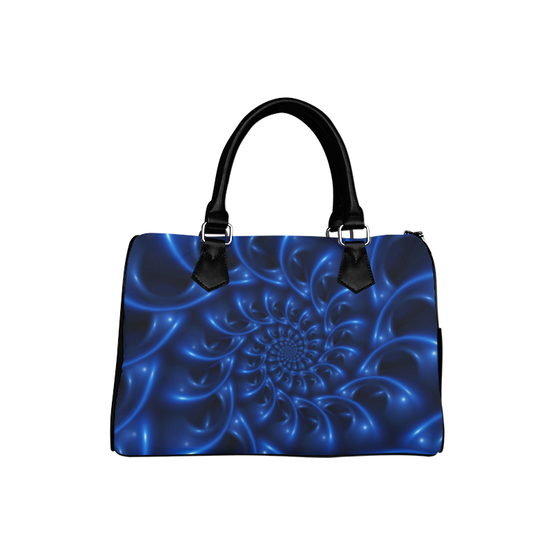 Blue Glossy Spiral Fractal Boston Handbag (Model 1621)