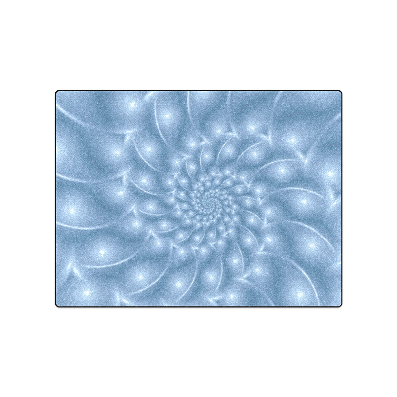 Pastel Blue Glossy Spiral Fractal Blanket 50"x60"