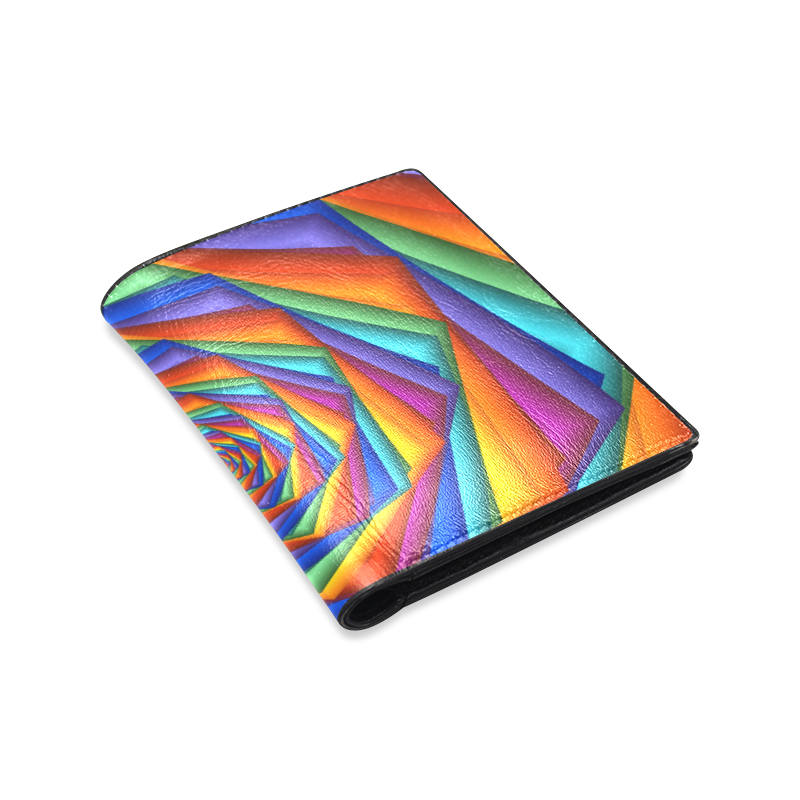 Psychedelic Rainbow Spiral Men's Leather Wallet (Model 1612)