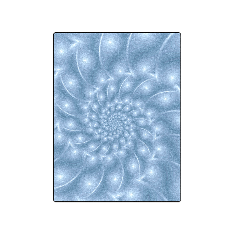 Pastel Blue Glossy Spiral Fractal Blanket 50"x60"