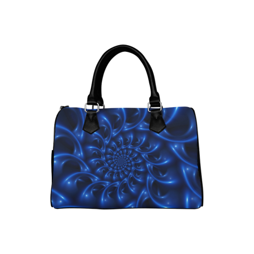 Blue Glossy Spiral Fractal Boston Handbag (Model 1621)