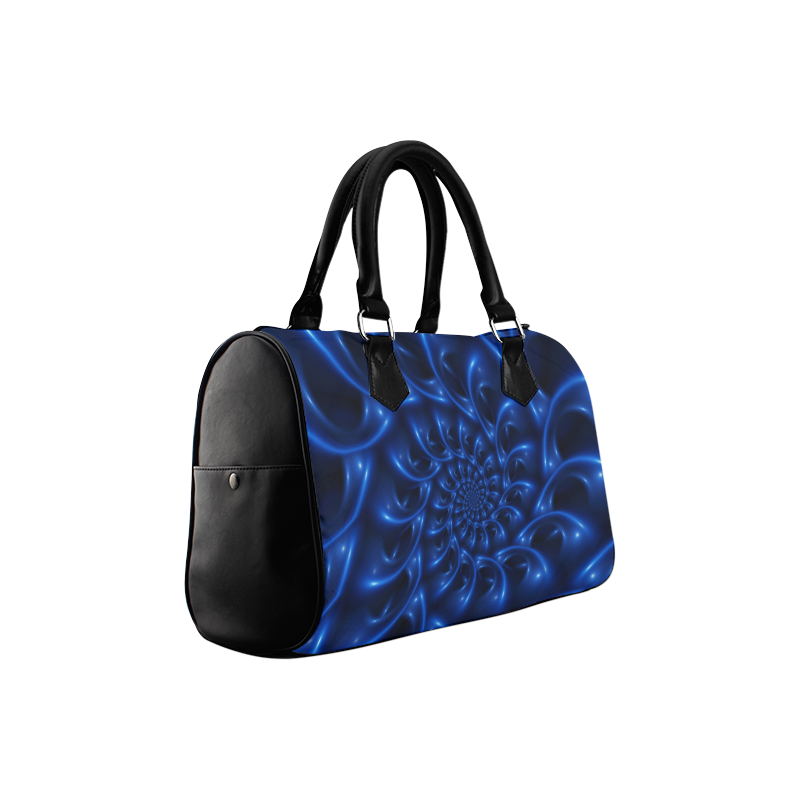 Blue Glossy Spiral Fractal Boston Handbag (Model 1621)