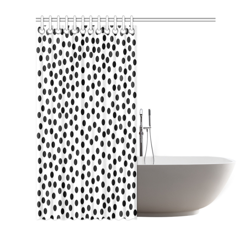 Black Polka Dot Design Shower Curtain 66"x72"