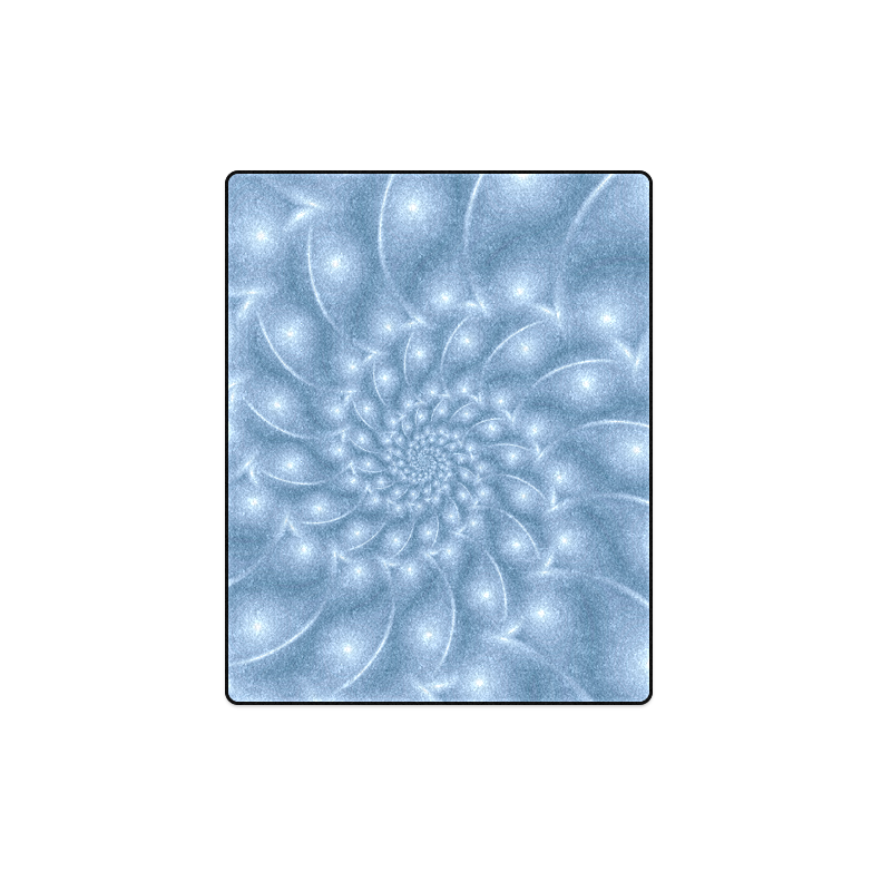 Pastel Blue Glossy Spiral Fractal Blanket 40"x50"