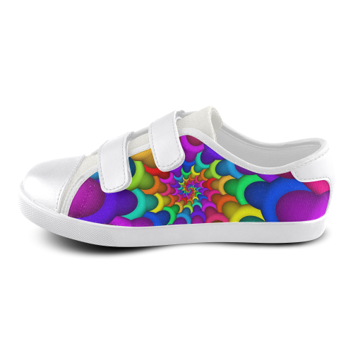 Psychedelic Rainbow Spiral Velcro Canvas Kid's Shoes (Model 008)